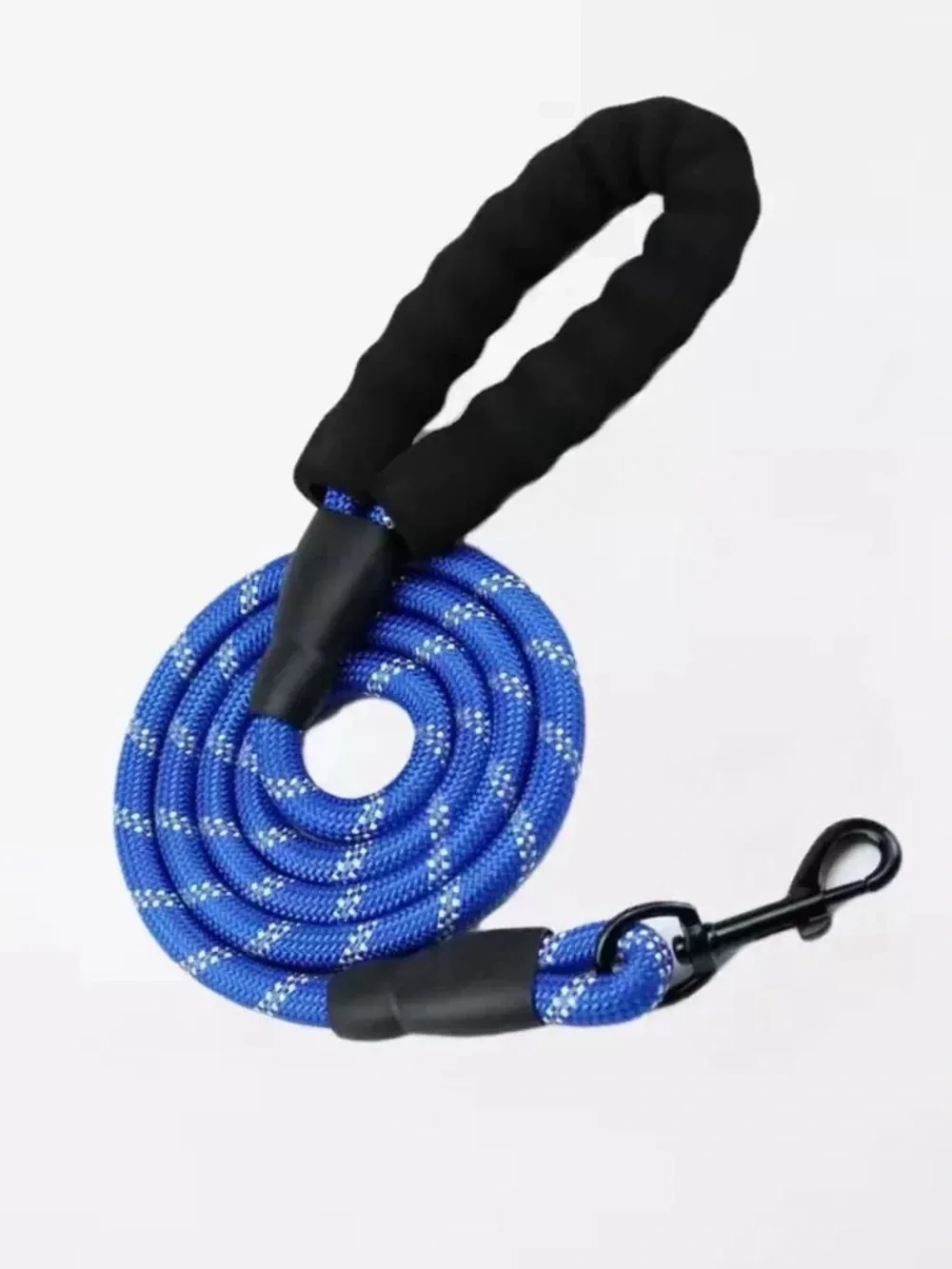 Black Reflective Rope Dog Leash with Padded Handle